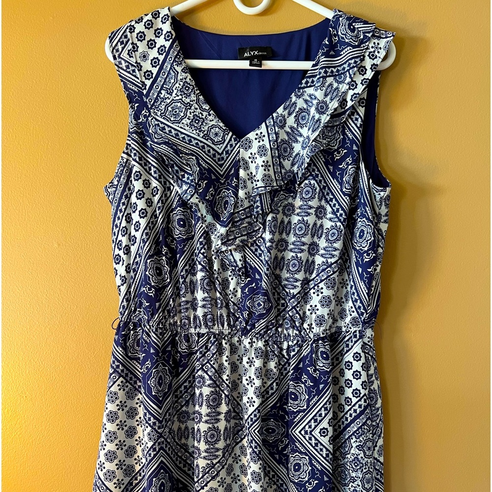 Alyssa blue and white bohemian style dress
